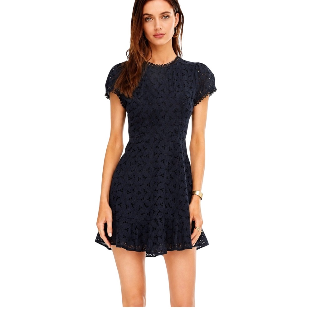 ASTR The Label Mazie Eyelet Open Back Mini Dress Size S Black
